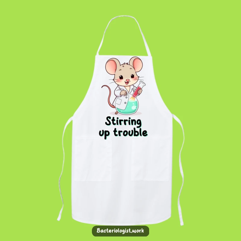 Funny Scientist Mouse Apron: Cute Lab Coat Character Stirring Bubbling Beaker, Kitchen Funny Gift