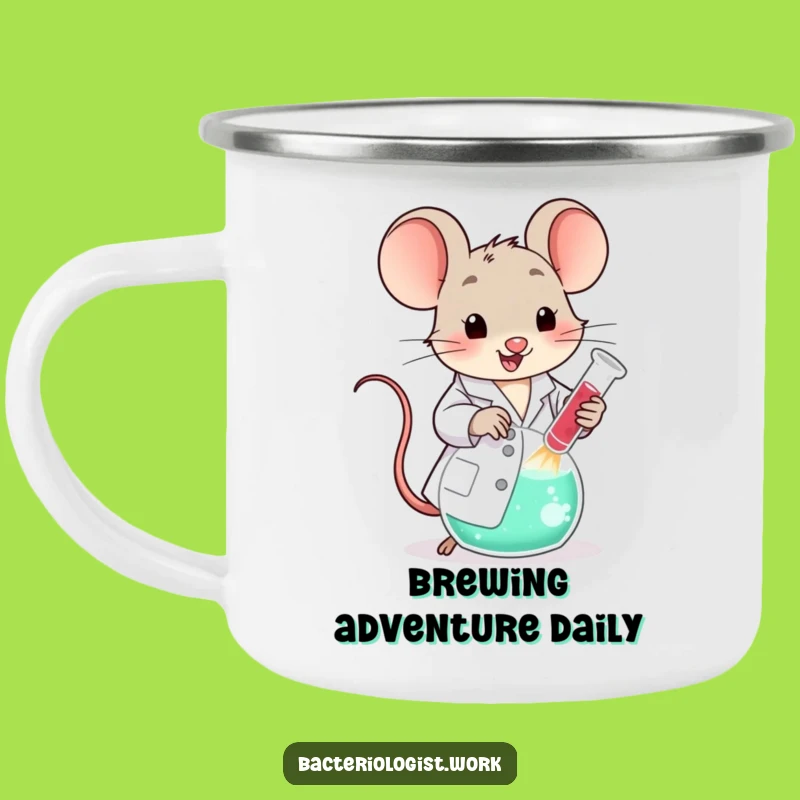 Funny Scientist Mouse Camping Mug: Durable Lab Coat Character Stirring Beaker, Outdoor Funny Gift