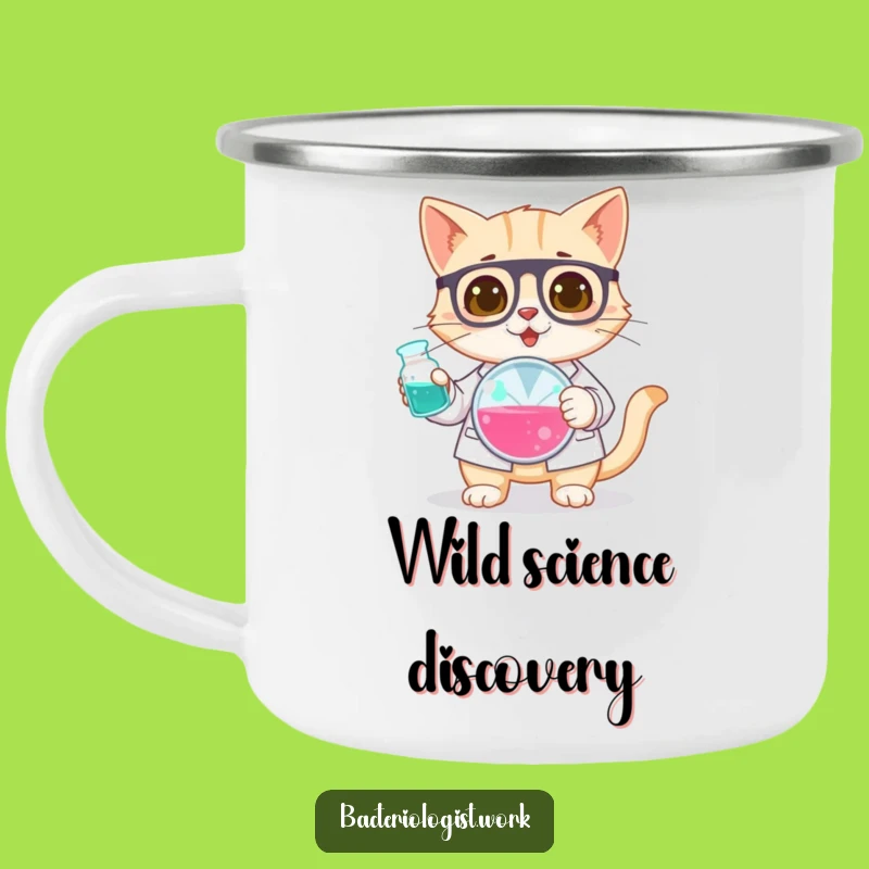 Funny Cat Bacteriologist Camping Mug, Curious Outdoor Gear, Great Gift