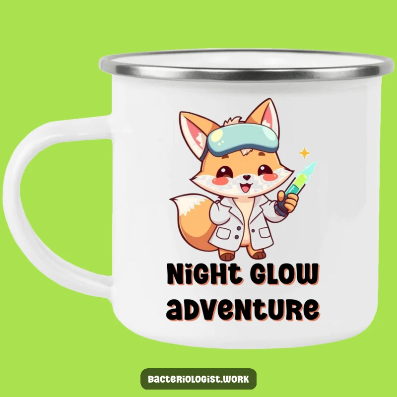 Funny Scientist Fox Camping Mug: Durable Lab Coat Character Injecting Liquid, Outdoor Funny Gift