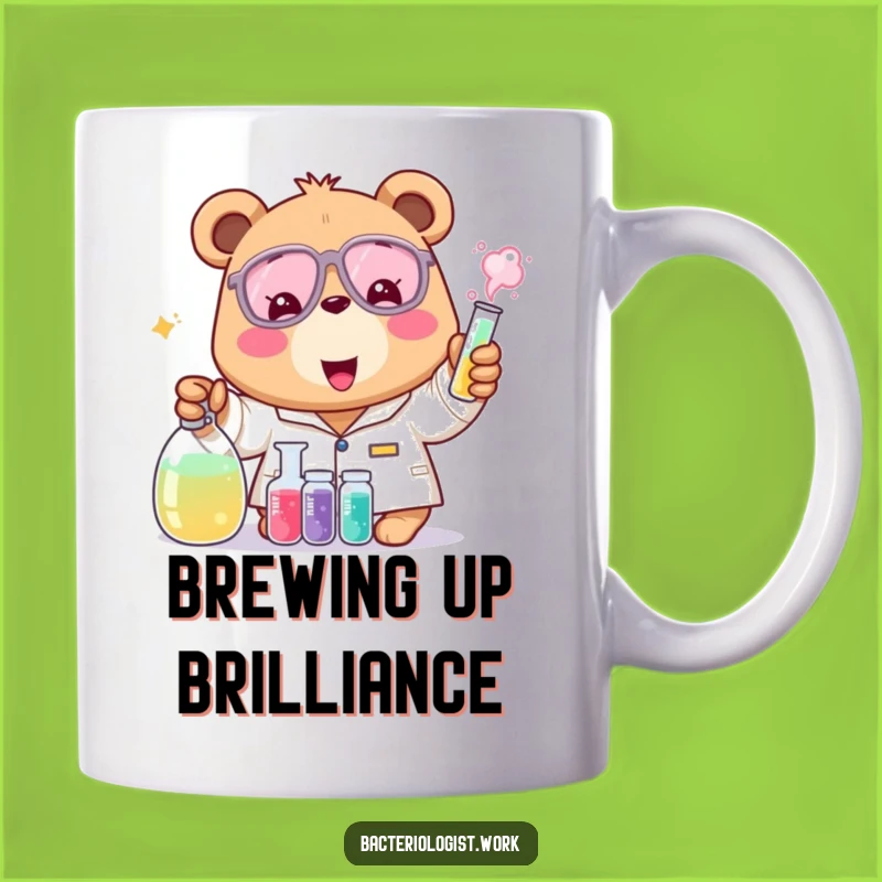 Funny Bear Bacteriologist Mug, Cheerful Scientist Gift for Lab Enthusiasts