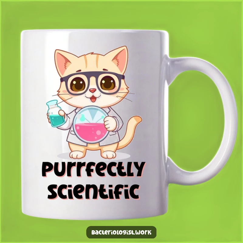 Funny Cat Bacteriologist Mug, Curious Scientist Gift for Lab Enthusiasts