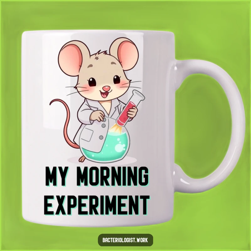 Funny Scientist Mouse Mug: Adorable Lab Coat Character Stirring Bubbling Beaker, Perfect Gift