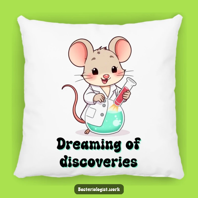 Funny Scientist Mouse Pillow: Cute Lab Coat Character Stirring Bubbling Beaker, Comfy Funny Gift