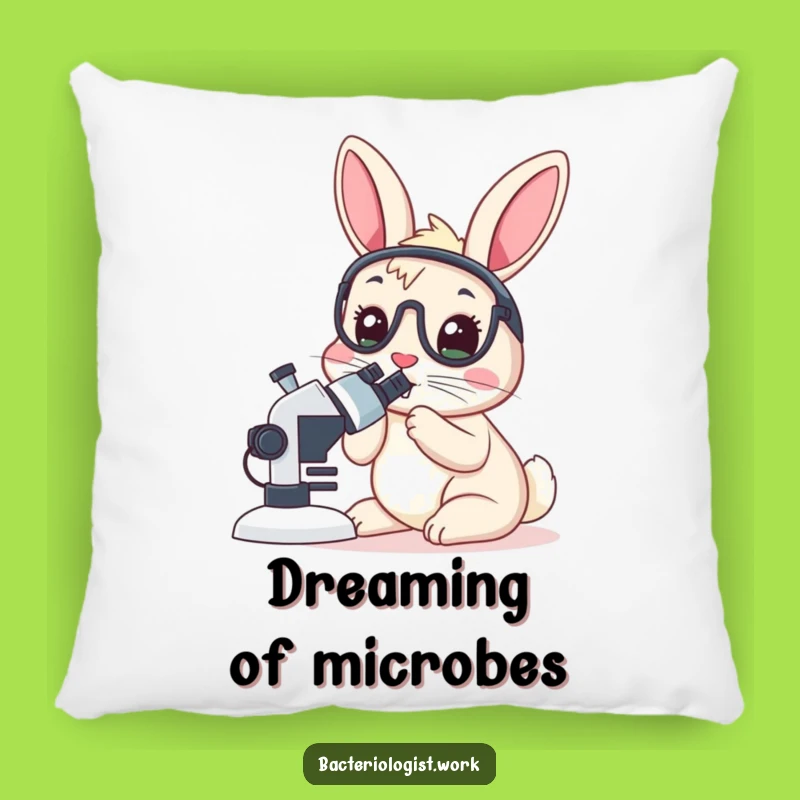 Funny Rabbit Bacteriologist Pillow, Cozy Scientist Cushion, Adorable Gift