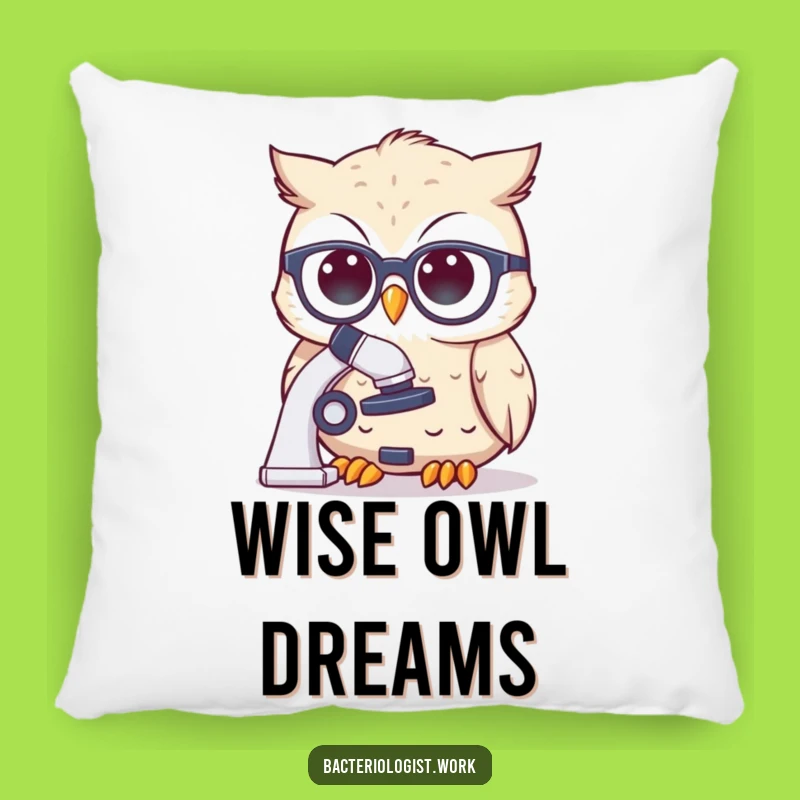 Funny Scientist Owl Pillow: Cozy Spectacles Character Peering at Microscope, Comfy Funny Gift