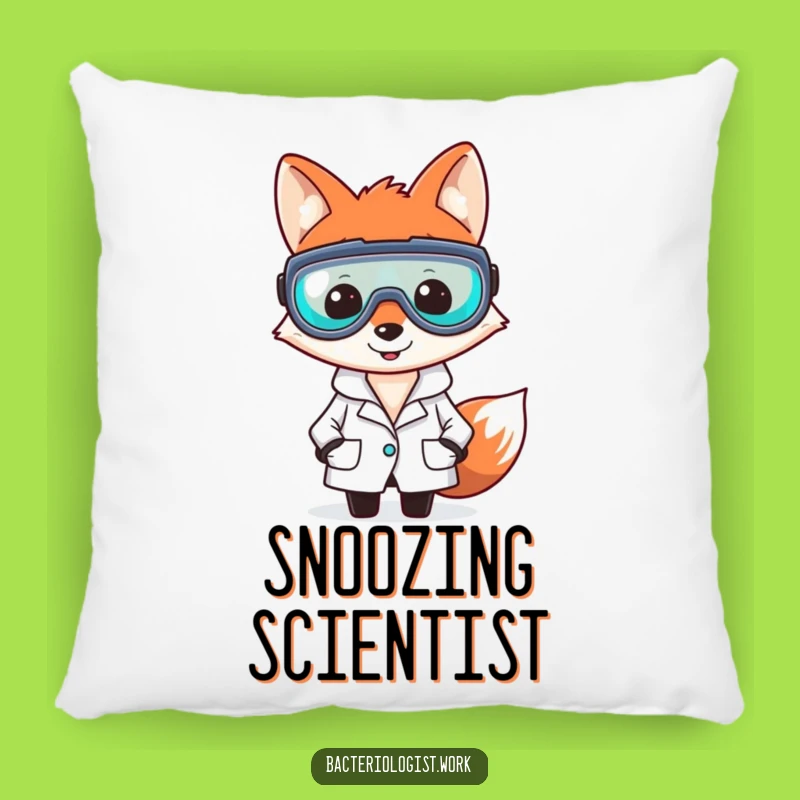 Funny Fox Bacteriologist Pillow, Cozy Scientist Cushion, Clever Gift