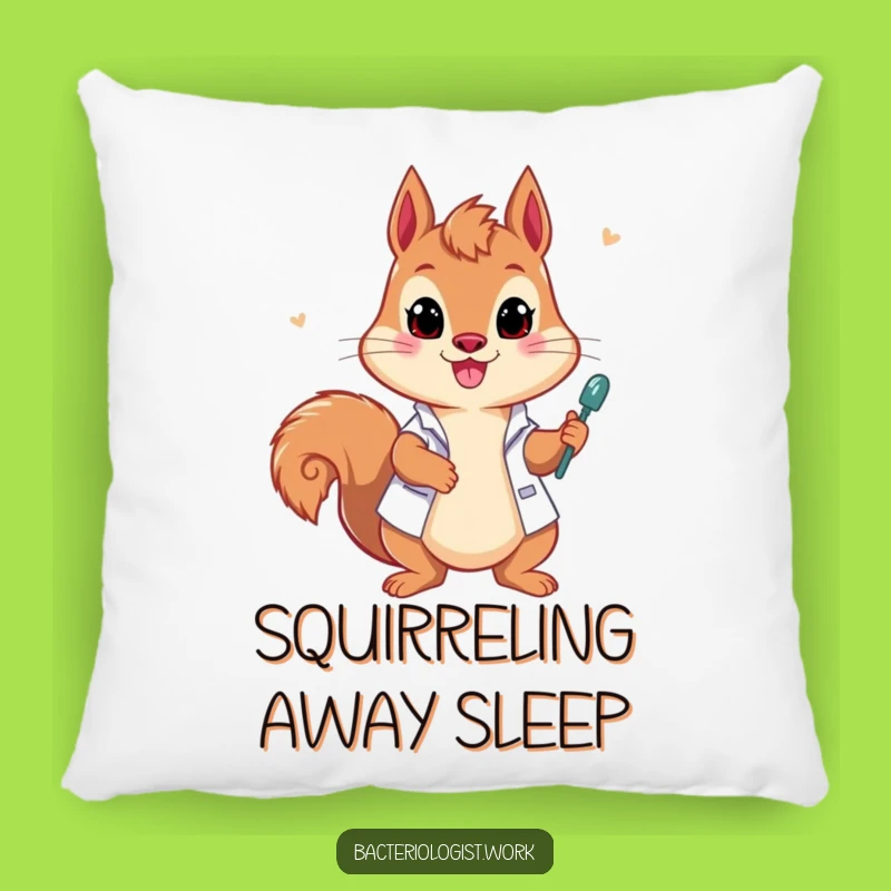 Funny Squirrel Bacteriologist Pillow, Cozy Scientist Cushion, Energetic Gift