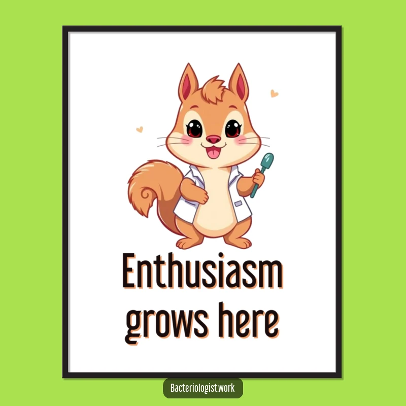 Funny Squirrel Bacteriologist Digital Art, Energetic Science Print, Instant Gift