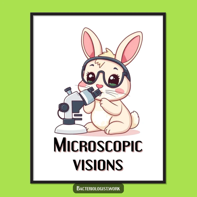 Funny Rabbit Bacteriologist Digital Art, Whimsical Scientist Print, Instant Gift