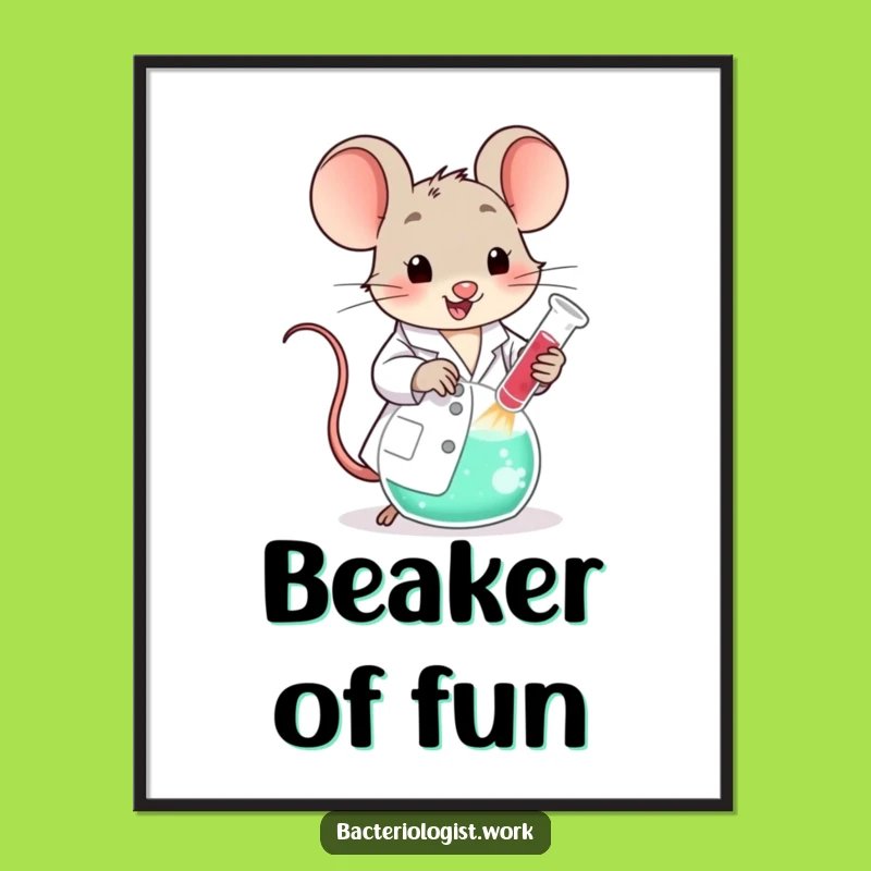 Funny Scientist Mouse Digital Art Print: Lab Coat Character Stirring Bubbling Beaker, Instant Funny Gift