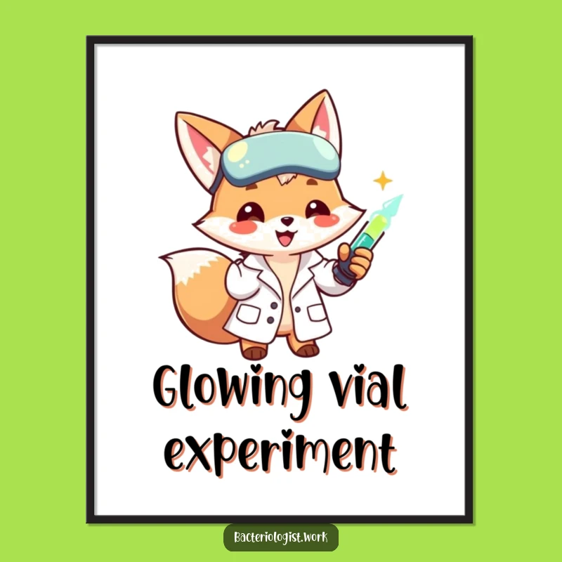 Funny Scientist Fox Digital Art Print: Lab Coat Character Injecting Liquid, Instant Funny Gift