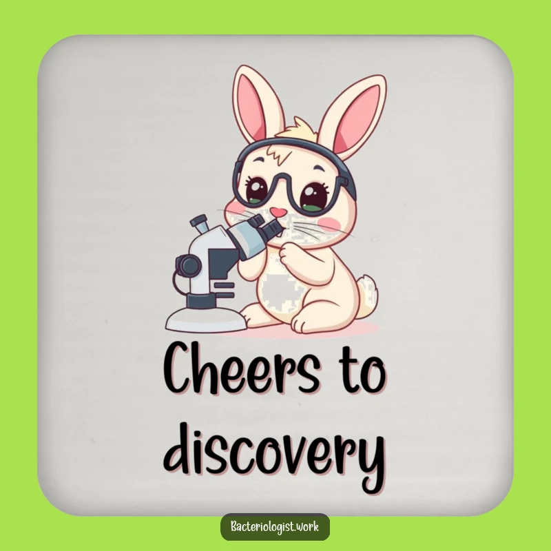 Funny Rabbit Bacteriologist Coaster Set, Protect Surfaces with Humor, Gift Idea