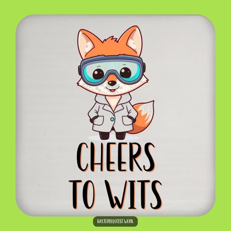 Funny Fox Bacteriologist Coaster Set, Protect Surfaces with Wit, Gift Idea