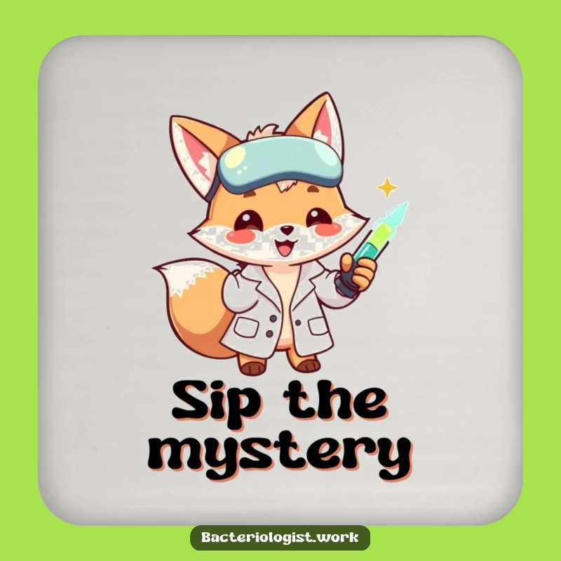 Funny Scientist Fox Drink Coaster: Lab Coat Character Injecting Liquid, Protect Furniture Funny Gift