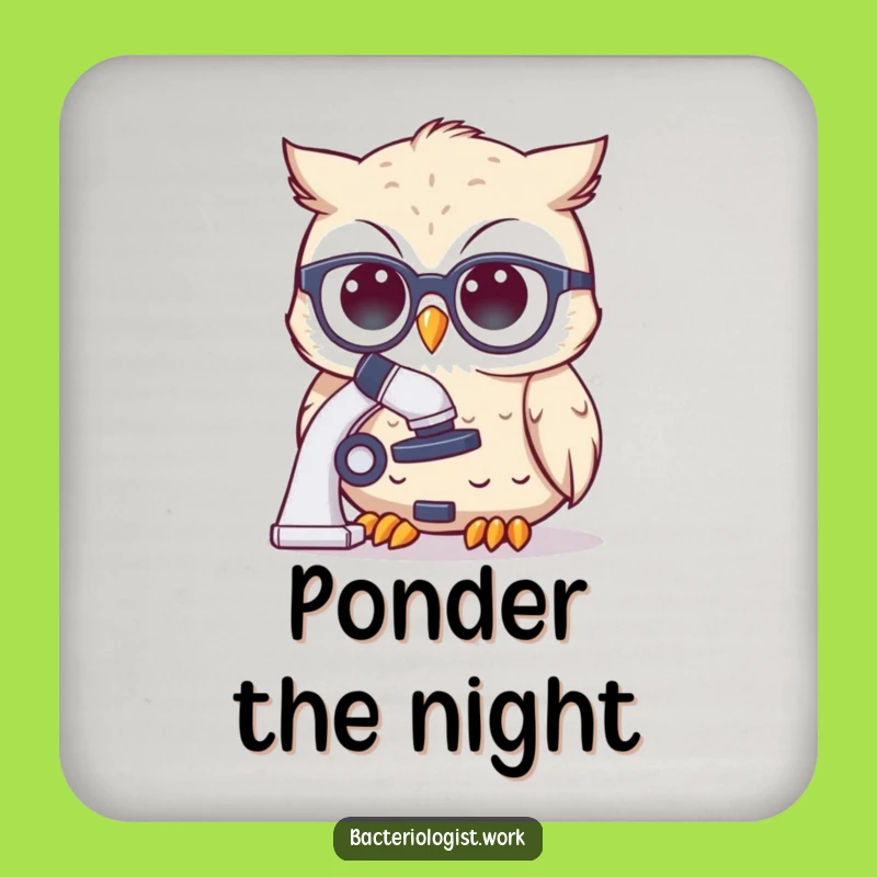 Funny Scientist Owl Drink Coaster: Spectacles Character Peering at Microscope, Protect Furniture Funny Gift