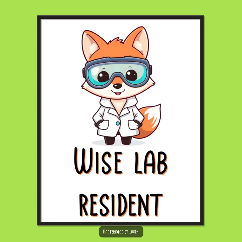 Funny Fox Bacteriologist Poster, Clever Science Wall Art, Perfect Gift