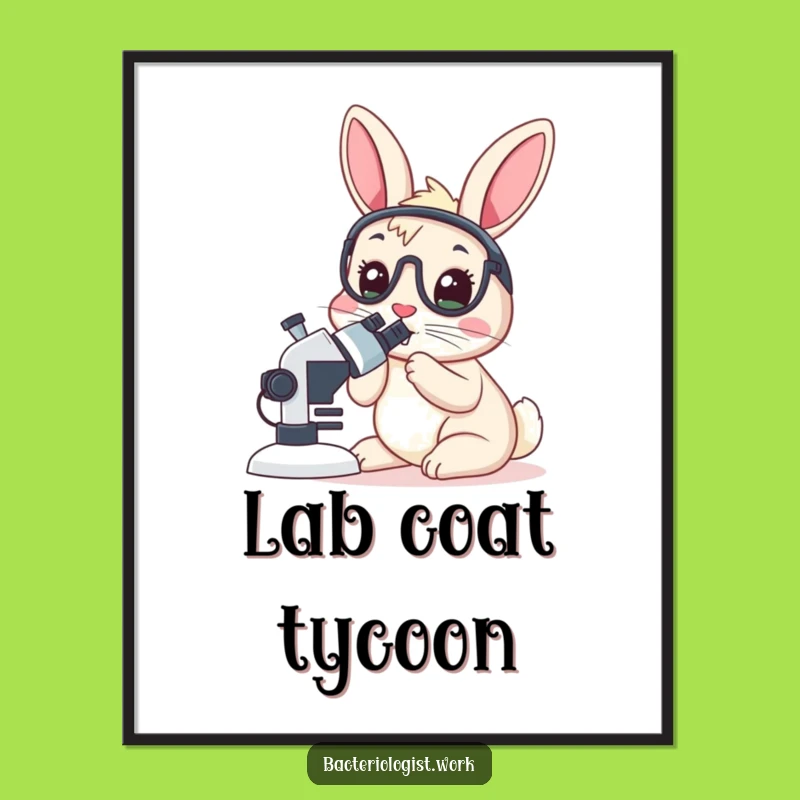 Funny Rabbit Bacteriologist Poster, Whimsical Science Wall Art, Perfect Gift