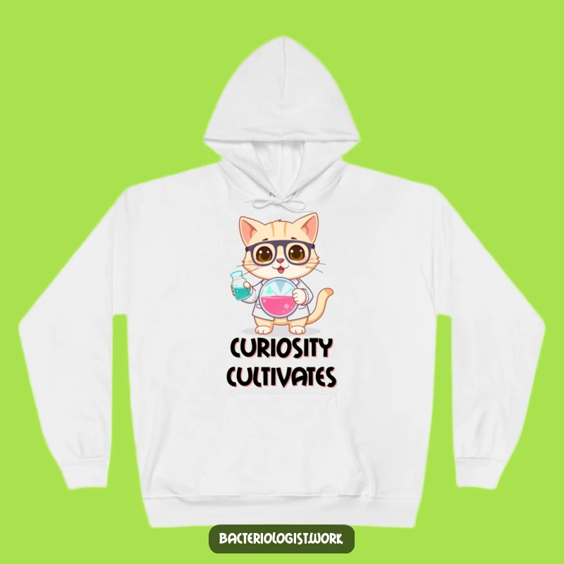Cozy Funny Cat Bacteriologist Hoodie, Warm Scientist Gift for Curious Minds