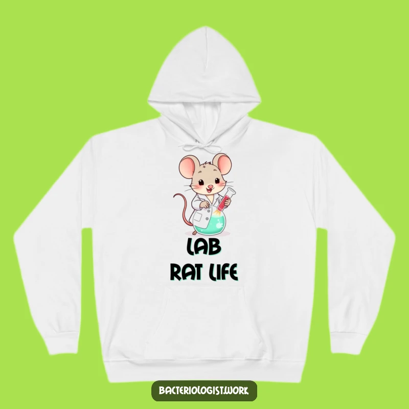 Funny Scientist Mouse Hoodie: Cozy Lab Coat Character Stirring Bubbling Beaker, Warm Funny Gift