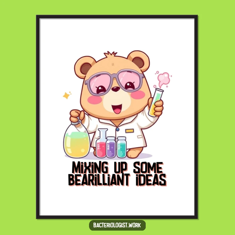 Free Printable Bear Scientist Wall Art - Cheerful Downloadable Poster for Decor