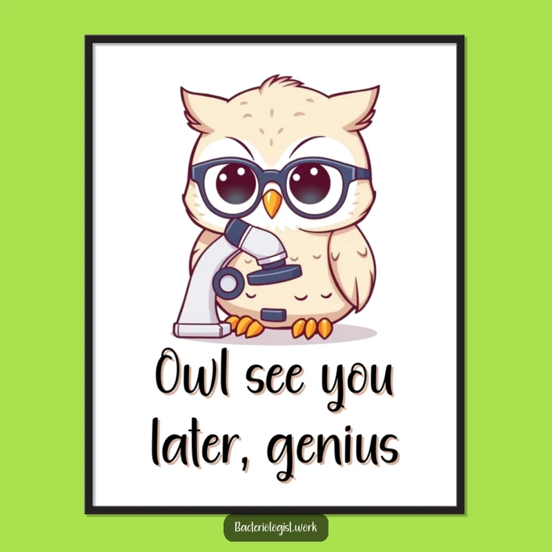 Funny Free Printable Wall Art: Wise Owl Scientist Lab Art, Downloadable Home Decor Gift