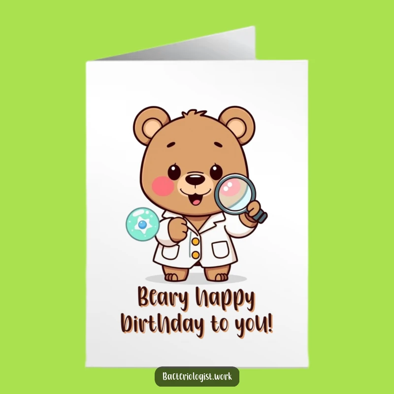 Free Printable Birthday Card: Funny Bear Scientist, Perfect DIY Downloadable Gift