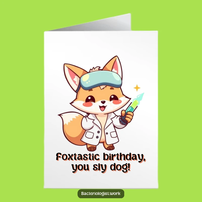 Free Printable Birthday Card: Funny Fox Scientist, Perfect DIY Downloadable Gift