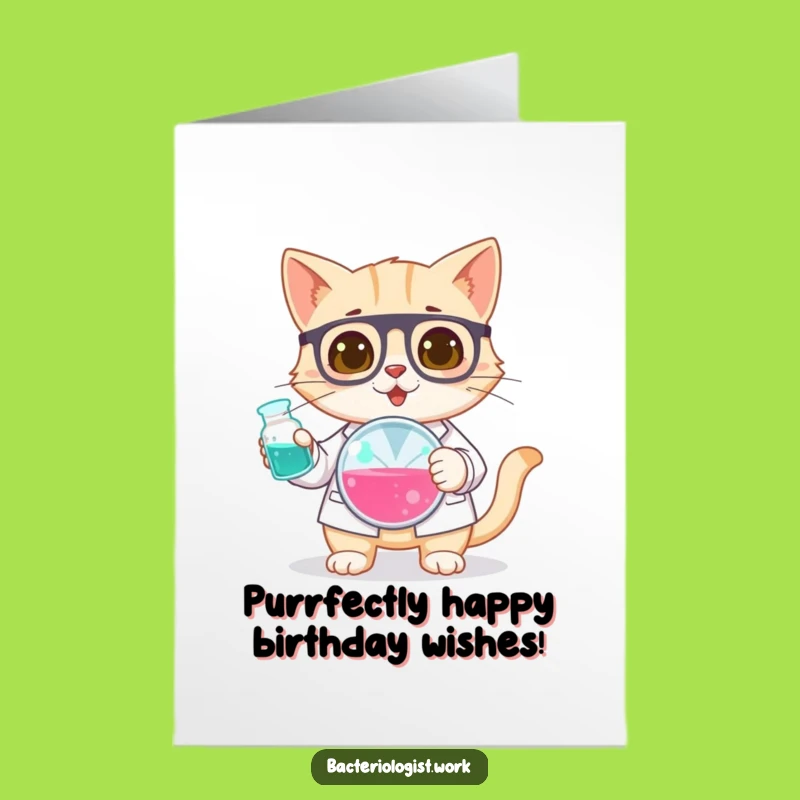 Free Printable Cat Scientist Birthday Card - Curious & Funny Downloadable Greeting