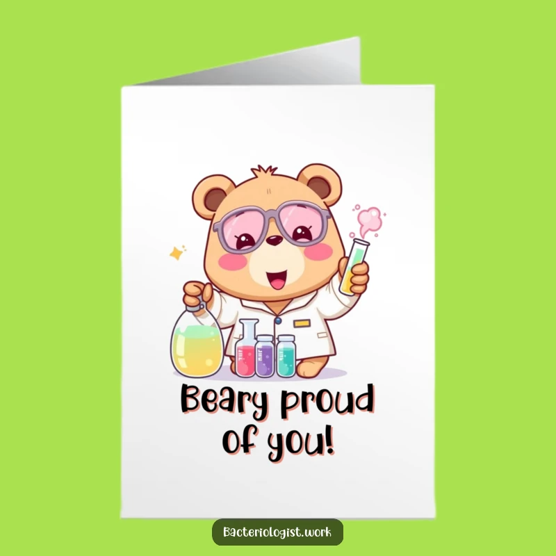 Free Printable Bear Scientist Congrats Card - Downloadable Greeting for Great News