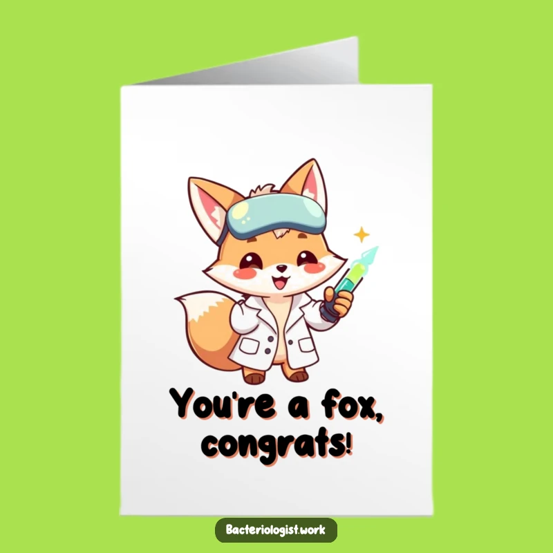 Free Printable Congrats Card: Funny Fox Scientist Success, Your DIY Downloadable Gift