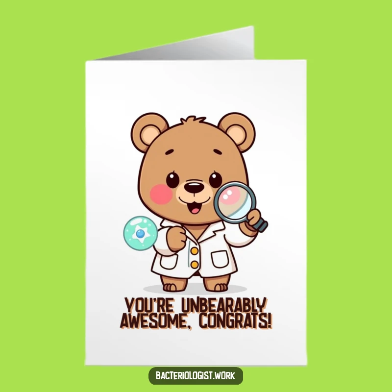 Free Printable Congrats Card: Funny Bear Scientist Success, Your DIY Downloadable Gift