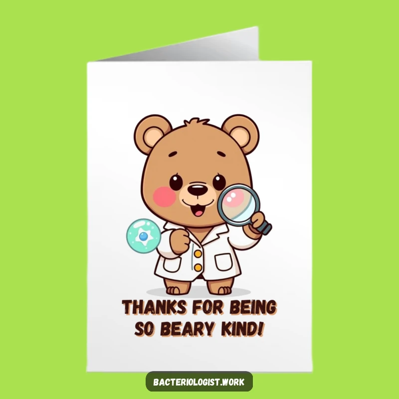 Free Printable Thank You Card: Funny Bear Scientist Gratitude, Your DIY Downloadable Gift