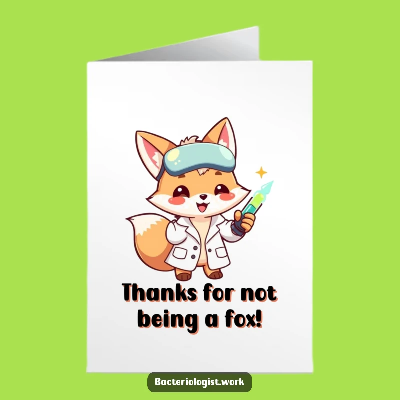 Free Printable Thank You Card: Funny Fox Scientist Gratitude, Your DIY Downloadable Gift