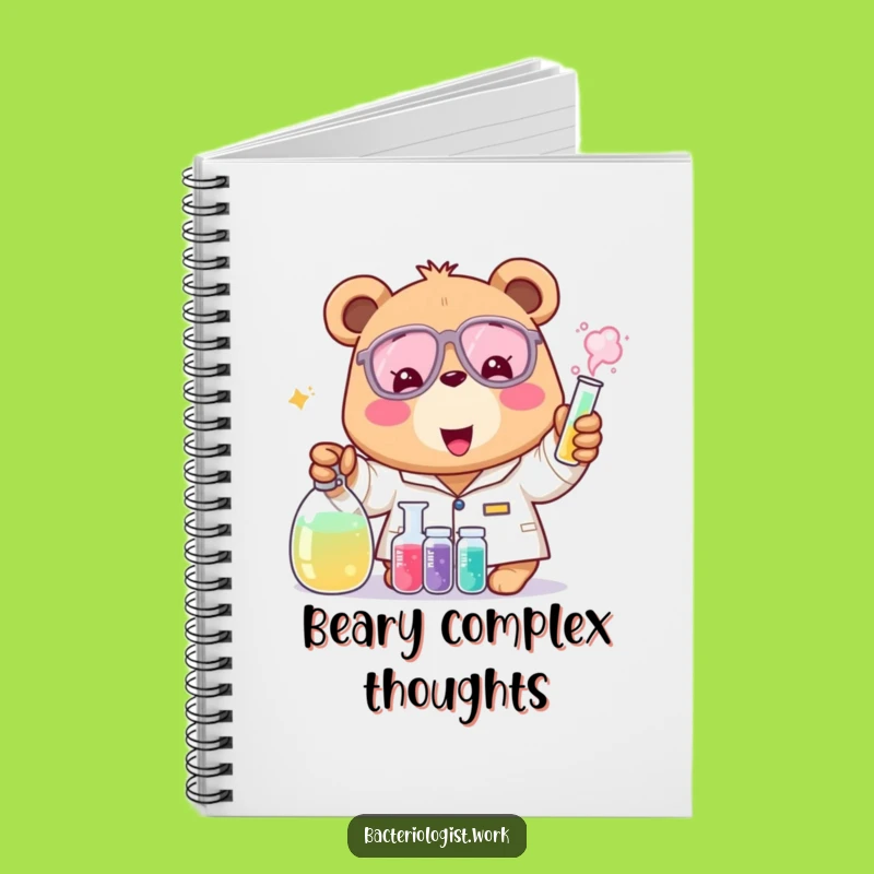 Funny Bear Bacteriologist Notebook, Cheerful Scientist Journal, Gift for Ideas