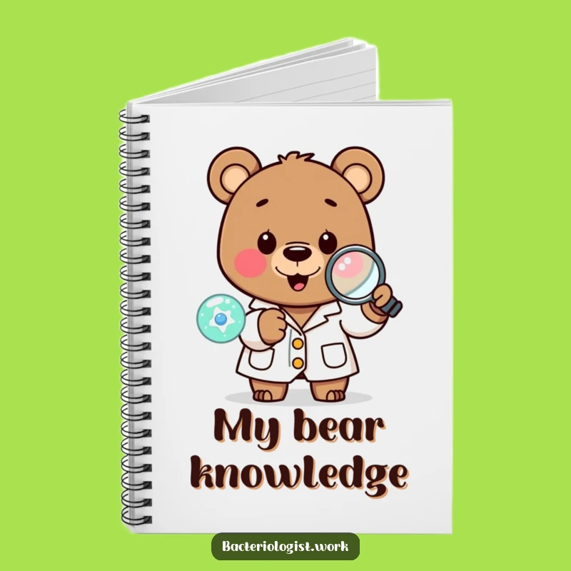 Funny Scientist Bear Notebook: Cozy Lab Coat Character Examining Cell, Journal Funny Gift