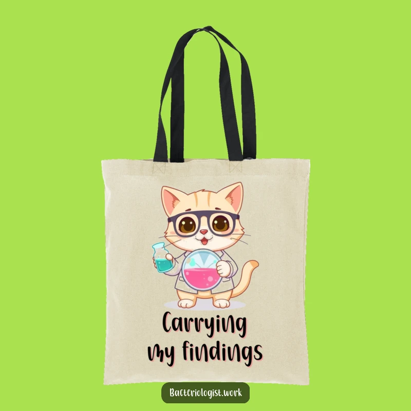 Funny Cat Bacteriologist Tote Bag, Curious Scientist Carry-all, Great Gift
