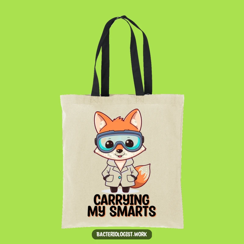 Funny Fox Bacteriologist Tote Bag, Clever Scientist Carry-all, Great Gift